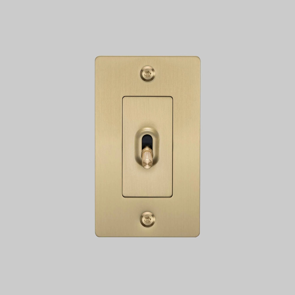 Buster + Punch NTG-054036 Linear 1-Gang Toggle Switch Without Logo, 15A, Single Pole/3-Way, Brass