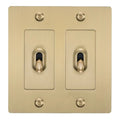 Buster + Punch NTG-054047 Linear 2-Gang Toggle Switch Without Logo, 15A, Single Pole/3-Way, Brass