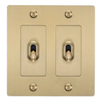 Buster + Punch NTG-054047 Linear 2-Gang Toggle Switch Without Logo, 15A, Single Pole/3-Way, Brass