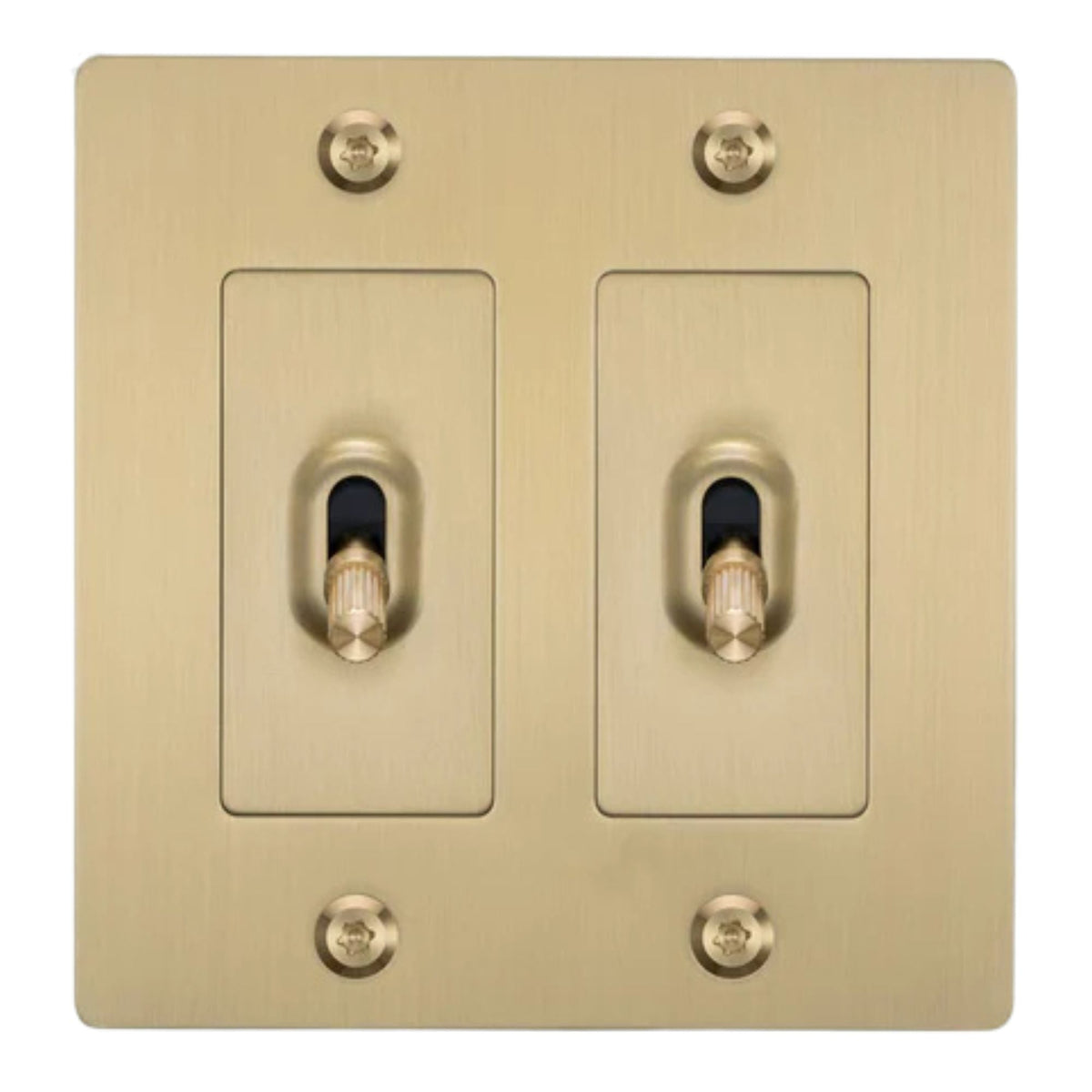 Buster + Punch NTG-054047 Linear 2-Gang Toggle Switch Without Logo, 15A, Single Pole/3-Way, Brass