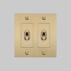 Buster + Punch NTG-054047 Linear 2-Gang Toggle Switch Without Logo, 15A, Single Pole/3-Way, Brass
