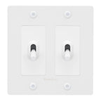 Buster + Punch NTG-144045 Linear 2-Gang Toggle Switch With Logo, 15A, Single Pole/3-Way, White