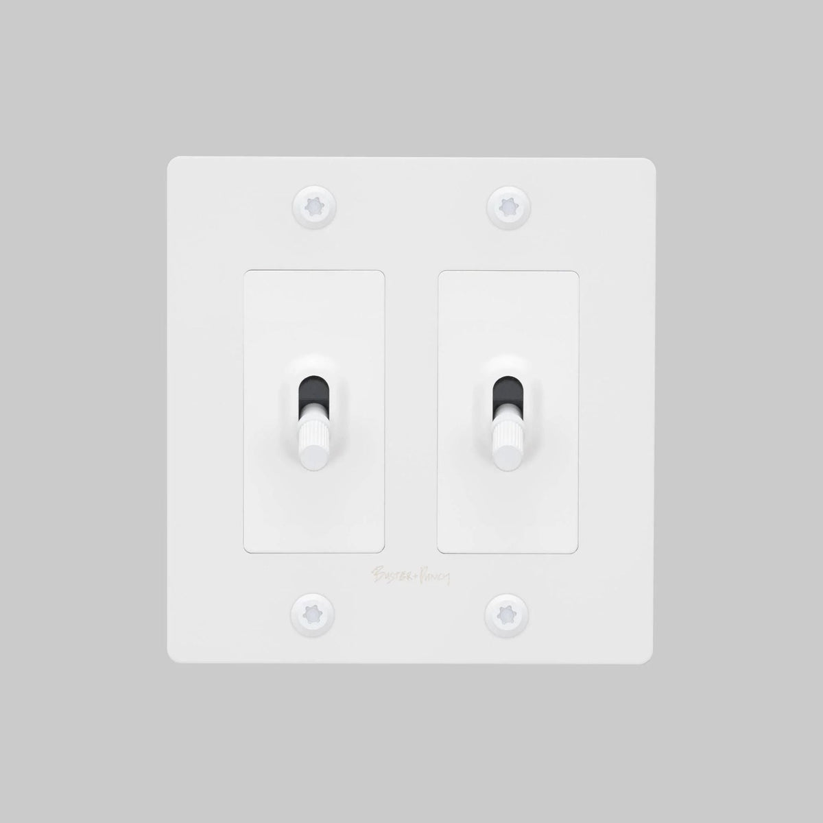 Buster + Punch NTG-144045 Linear 2-Gang Toggle Switch With Logo, 15A, Single Pole/3-Way, White