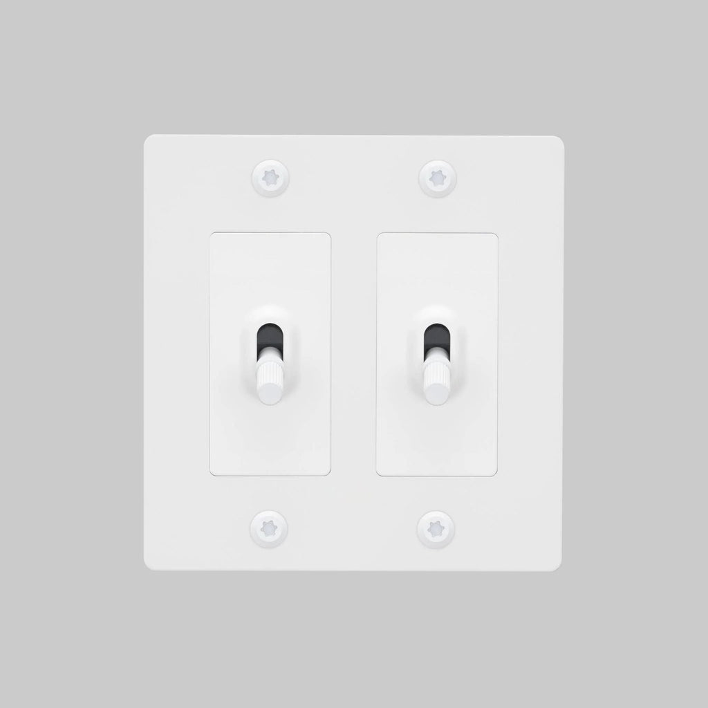 Buster + Punch NTG-144050 Linear 2-Gang Toggle Switch Without Logo, 15A, Single Pole/3-Way, White