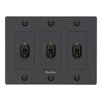 Buster + Punch NTK-024391 Linear 3-Gang Toggle Switch With Logo, 15A, Single Pole/3-Way, Black