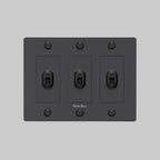 Buster + Punch NTK-024391 Linear 3-Gang Toggle Switch With Logo, 15A, Single Pole/3-Way, Black