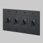Buster + Punch NTK-024416 Linear 4-Gang Toggle Switch Without Logo, 15A, Single Pole/3-Way, Black