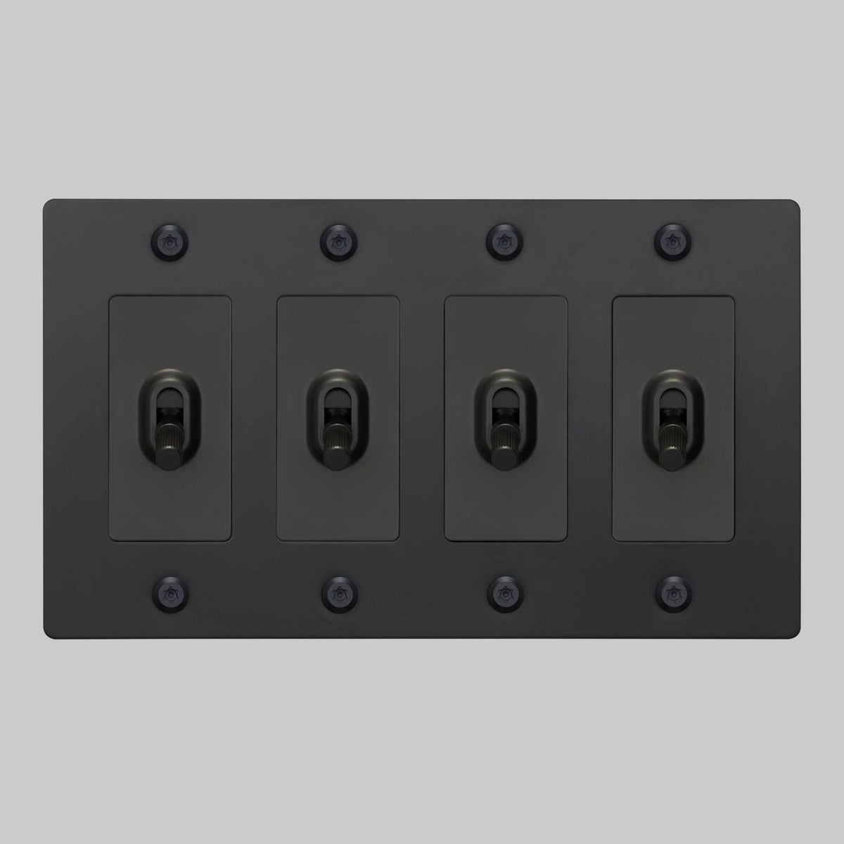 Buster + Punch NTK-024416 Linear 4-Gang Toggle Switch Without Logo, 15A, Single Pole/3-Way, Black