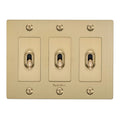 Buster + Punch NTK-054392 Linear 3-Gang Toggle Switch With Logo, 15A, Single Pole/3-Way, Brass