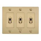 Buster + Punch NTK-054392 Linear 3-Gang Toggle Switch With Logo, 15A, Single Pole/3-Way, Brass