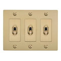 Buster + Punch NTK-054397 Linear 3-Gang Toggle Switch Without Logo, 15A, Single Pole/3-Way, Brass