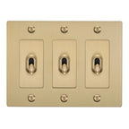 Buster + Punch NTK-054397 Linear 3-Gang Toggle Switch Without Logo, 15A, Single Pole/3-Way, Brass