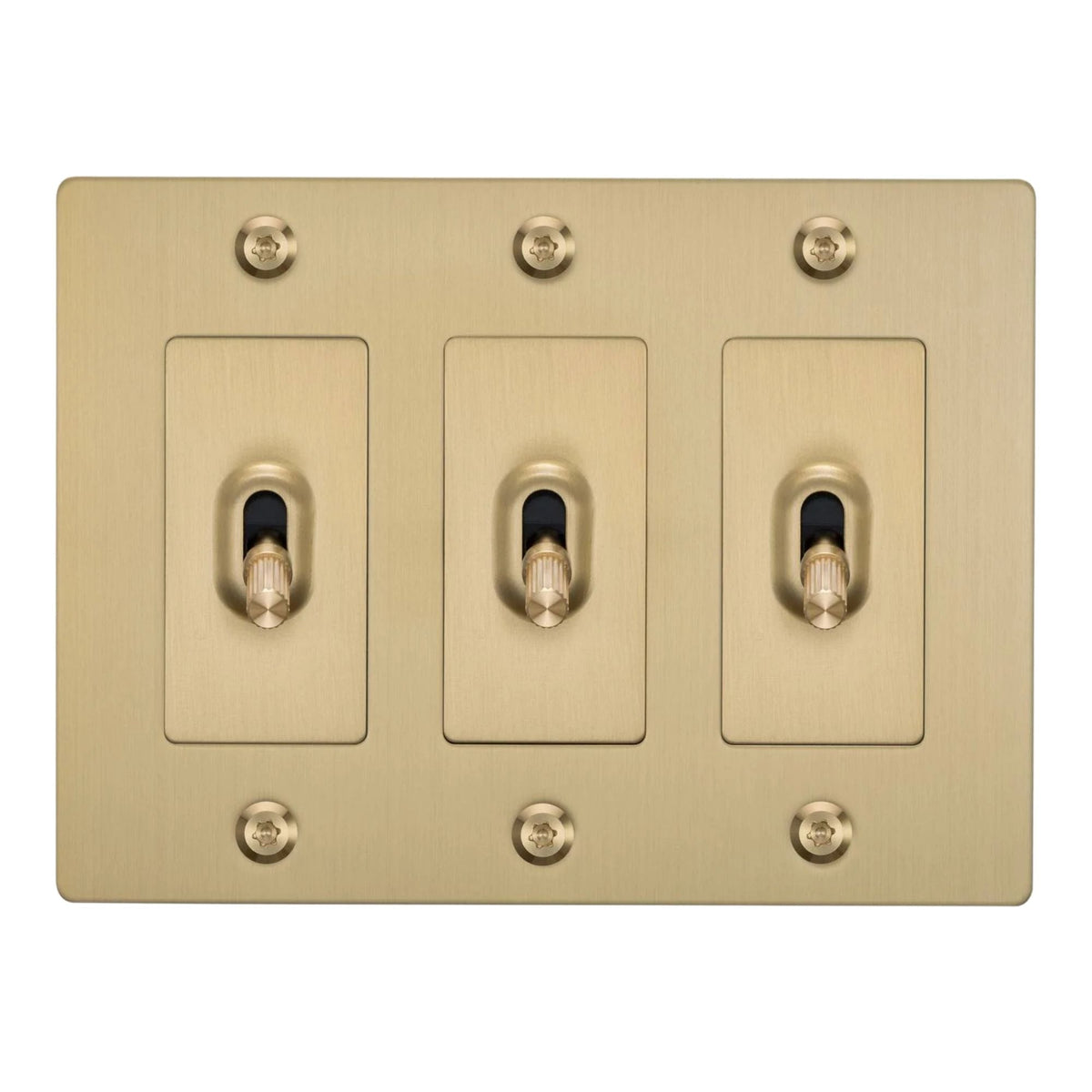 Buster + Punch NTK-054397 Linear 3-Gang Toggle Switch Without Logo, 15A, Single Pole/3-Way, Brass