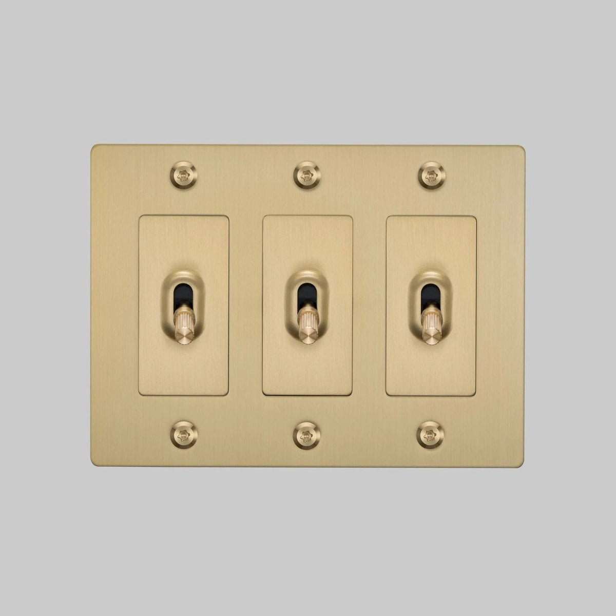 Buster + Punch NTK-054397 Linear 3-Gang Toggle Switch Without Logo, 15A, Single Pole/3-Way, Brass