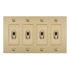 Buster + Punch NTK-054417 Linear 4-Gang Toggle Switch Without Logo, 15A, Single Pole/3-Way, Brass