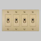 Buster + Punch NTK-054417 Linear 4-Gang Toggle Switch Without Logo, 15A, Single Pole/3-Way, Brass