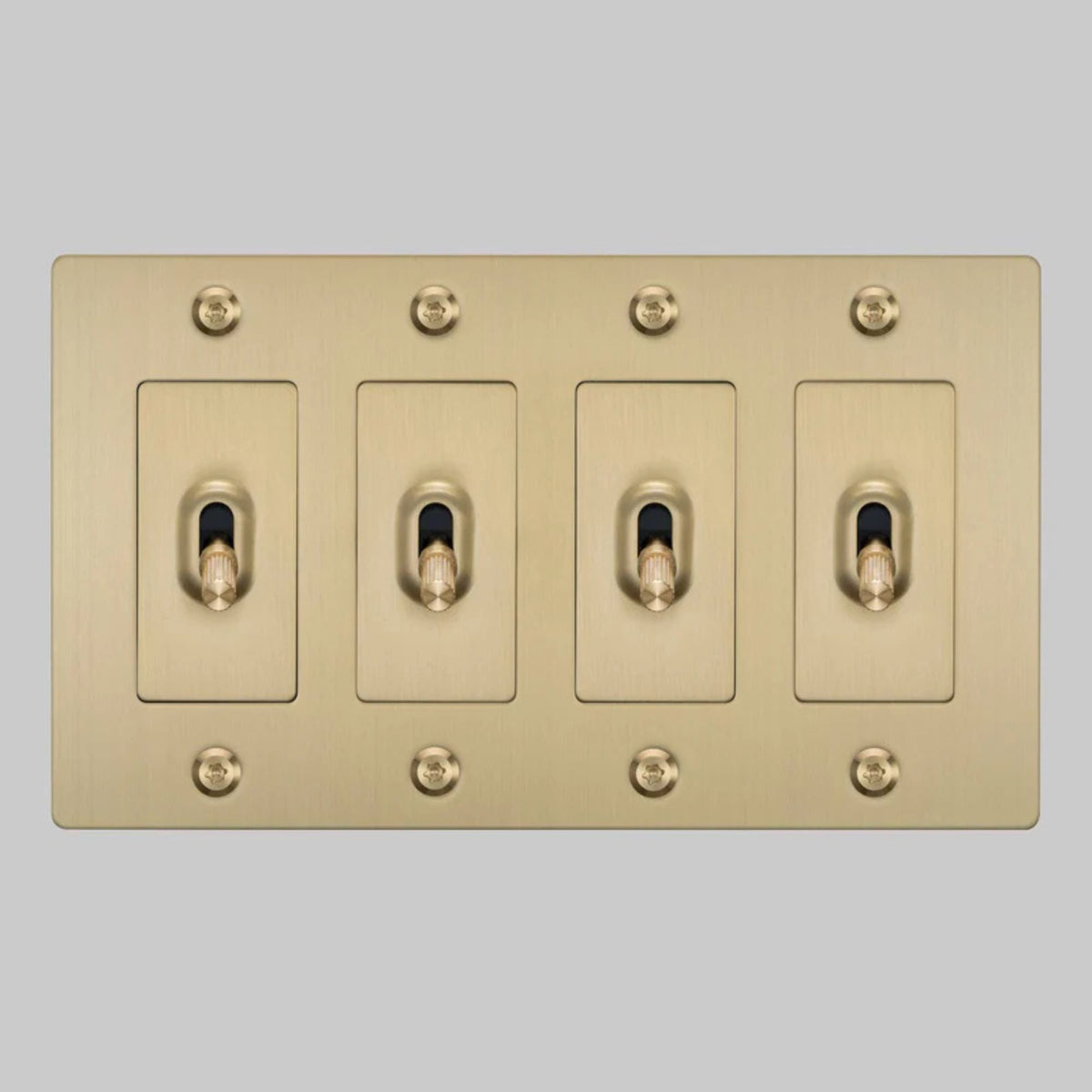 Buster + Punch NTK-054417 Linear 4-Gang Toggle Switch Without Logo, 15A, Single Pole/3-Way, Brass