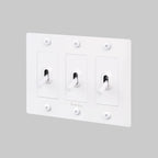 Buster + Punch NTK-144395 Linear 3-Gang Toggle Switch With Logo, 15A, Single Pole/3-Way, White