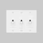 Buster + Punch NTK-144395 Linear 3-Gang Toggle Switch With Logo, 15A, Single Pole/3-Way, White