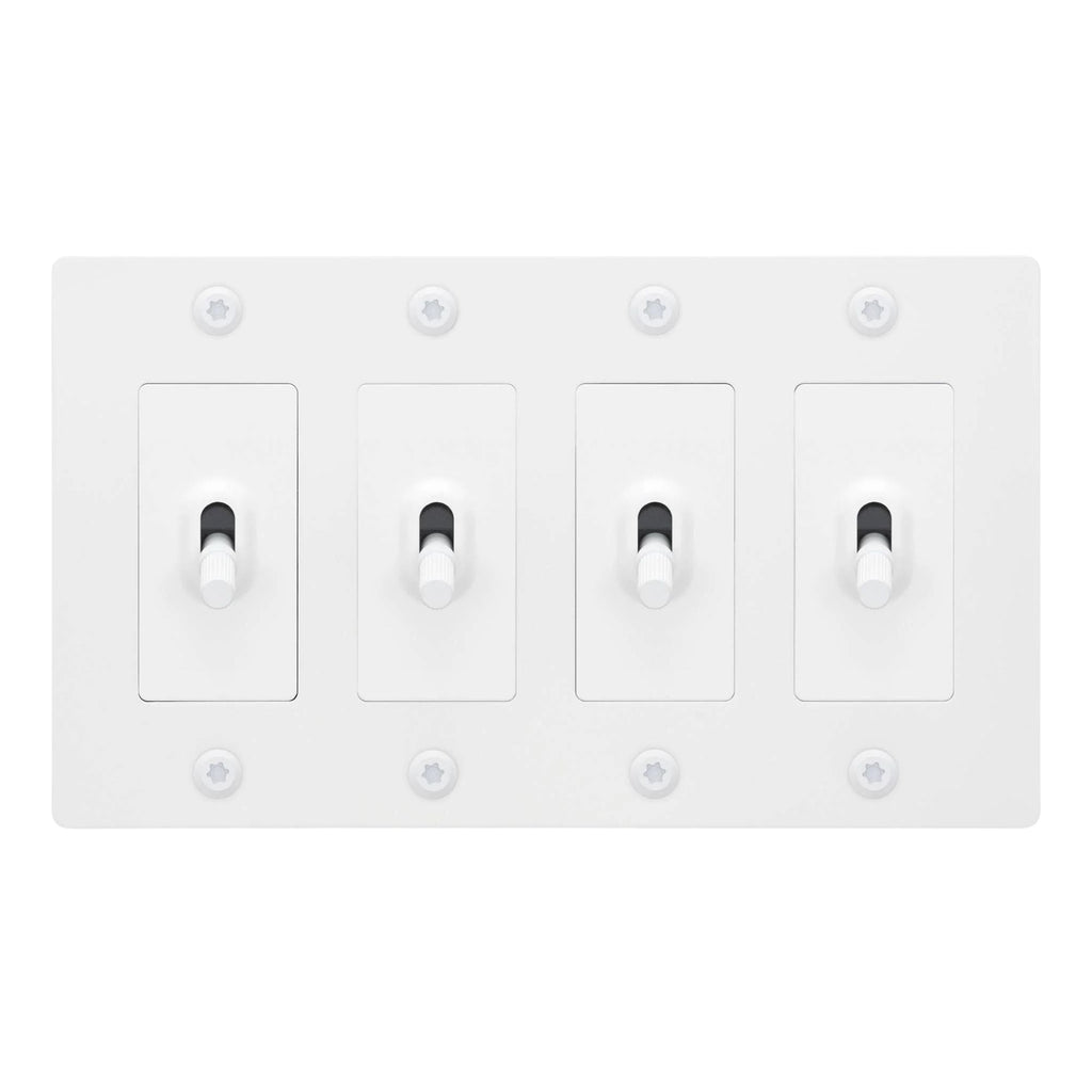 Buster + Punch NTK-144420 Linear 4-Gang Toggle Switch Without Logo, 15A, Single Pole/3-Way, White