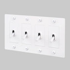 Buster + Punch NTK-144420 Linear 4-Gang Toggle Switch Without Logo, 15A, Single Pole/3-Way, White