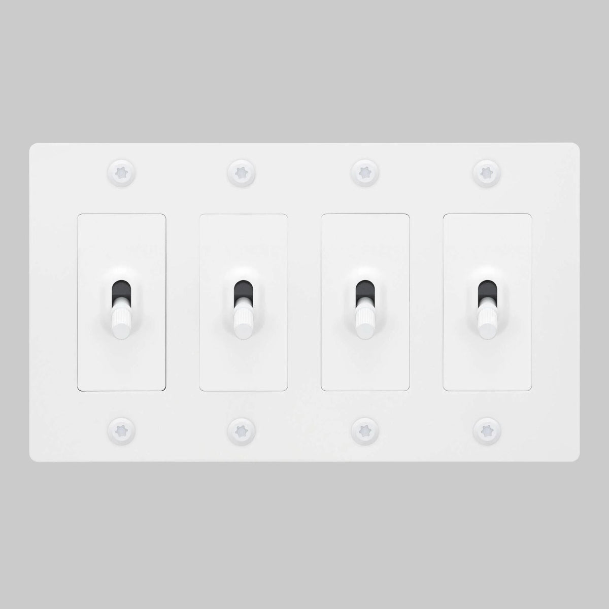 Buster + Punch NTK-144420 Linear 4-Gang Toggle Switch Without Logo, 15A, Single Pole/3-Way, White