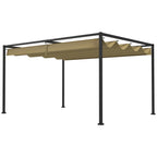 10' x 7' Retractable Pergola Canopy, Outdoor Sun Shade, Khaki