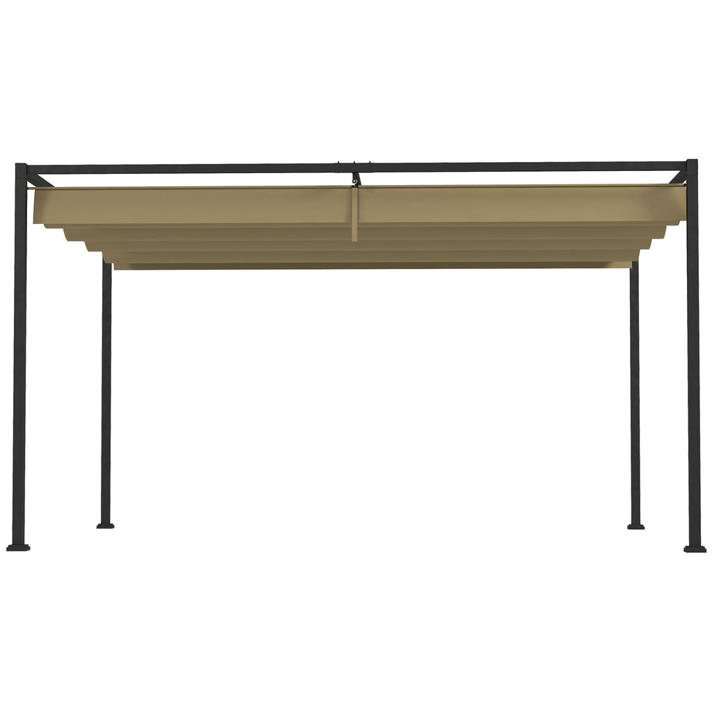 10' x 7' Retractable Pergola Canopy, Outdoor Sun Shade, Khaki