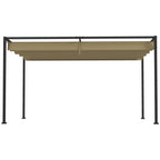 10' x 7' Retractable Pergola Canopy, Outdoor Sun Shade, Khaki