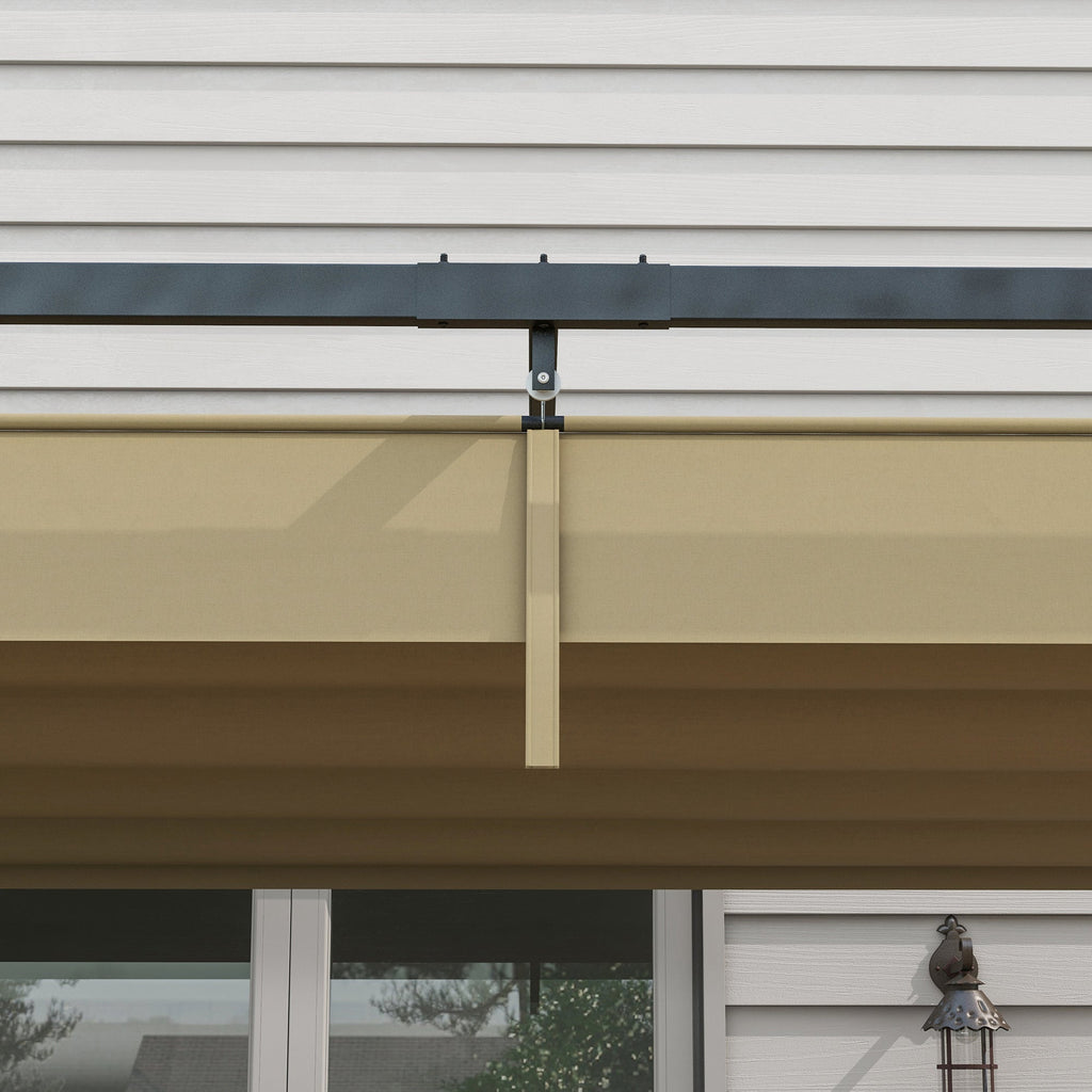 10' x 7' Retractable Pergola Canopy, Outdoor Sun Shade, Khaki