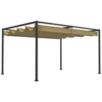10' x 7' Retractable Pergola Canopy, Outdoor Sun Shade, Khaki