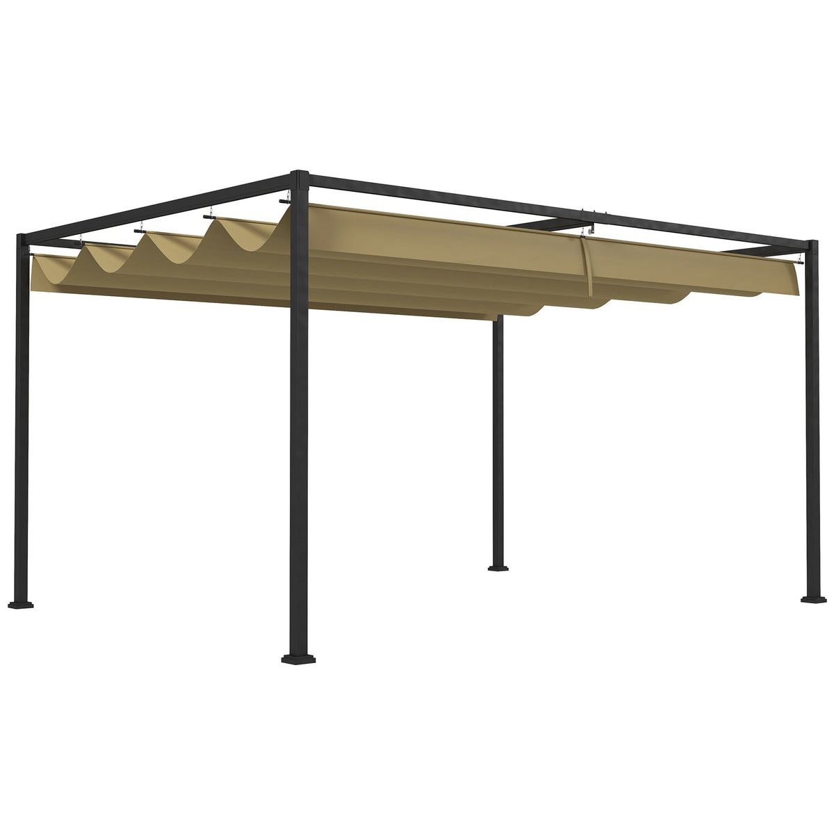 10' x 7' Retractable Pergola Canopy, Outdoor Sun Shade, Khaki