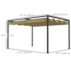 10' x 7' Retractable Pergola Canopy, Outdoor Sun Shade, Khaki