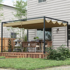 10' x 7' Retractable Pergola Canopy, Outdoor Sun Shade, Khaki