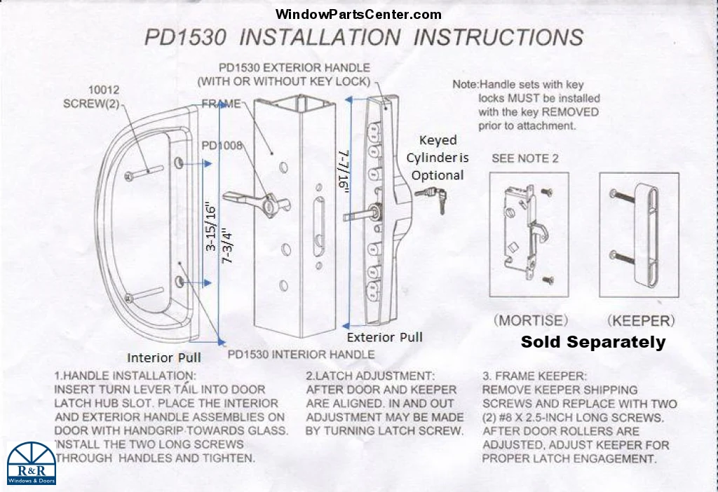 C1024 - PD1530 Vinyl Patio Door Handle ONLY