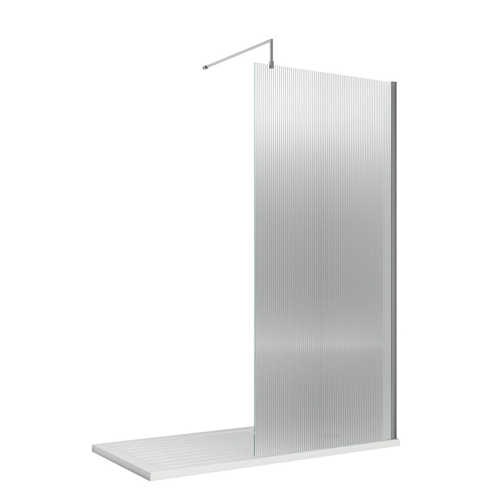 Haven 8mm Fluted Glass Wetroom Panel With Support Bar