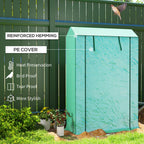 3 Tier Mini Greenhouse with Reinforced PE Cover & Roll-Up Door, 100 x 40 x 150cm, Green