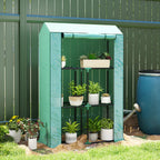 3 Tier Mini Greenhouse with Reinforced PE Cover & Roll-Up Door, 100 x 40 x 150cm, Green