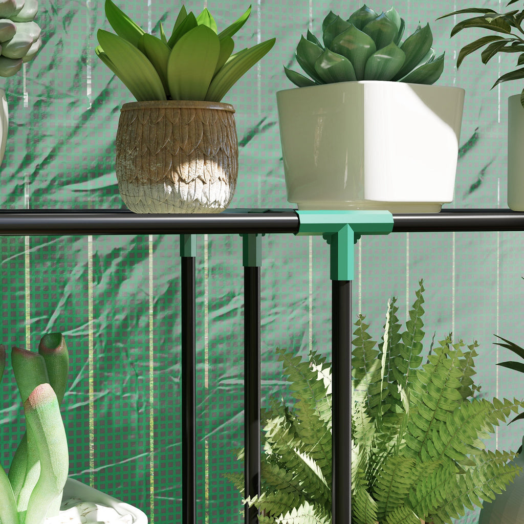 3 Tier Mini Greenhouse with Reinforced PE Cover & Roll-Up Door, 100 x 40 x 150cm, Green