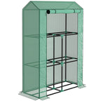 3 Tier Mini Greenhouse with Reinforced PE Cover & Roll-Up Door, 100 x 40 x 150cm, Green