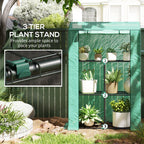 3 Tier Mini Greenhouse with Reinforced PE Cover & Roll-Up Door, 100 x 40 x 150cm, Green