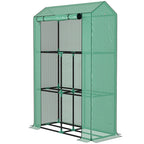 3 Tier Mini Greenhouse with Reinforced PE Cover & Roll-Up Door, 100 x 40 x 150cm, Green