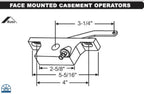 CA200 Roto Face Mount 3 1/4 inch arm - Made to order item