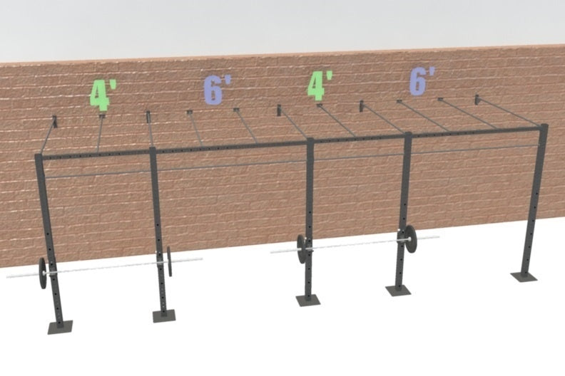 20' Wall-Mount Builder® Rig: Intermediate 1 w/ 2' Monkey Bar Spacing
