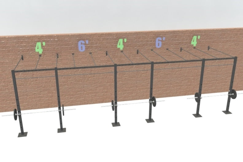 24' Wall-Mount Builder® Rig: Intermediate 1 w/ 2' Monkey Bar Spacing