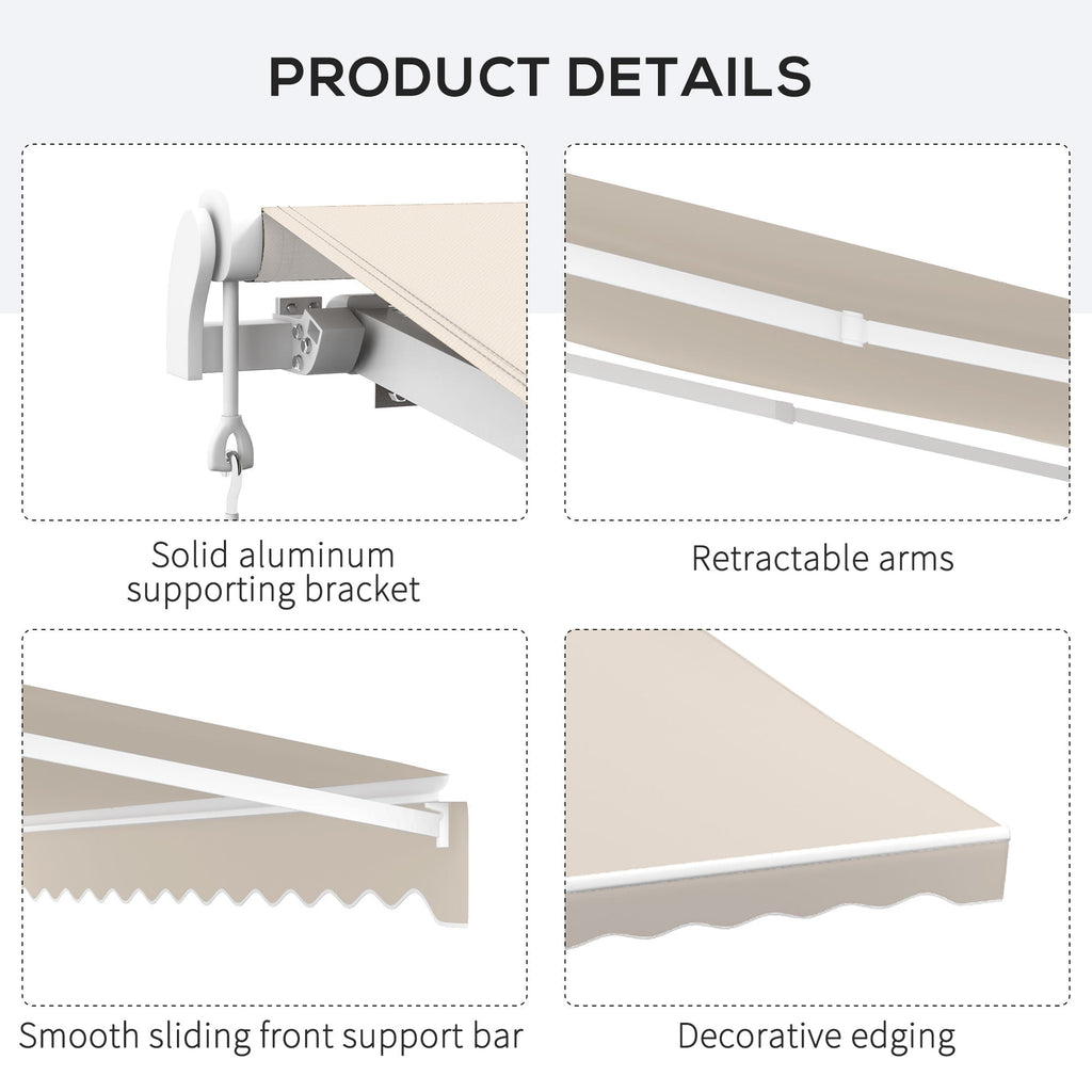 16' x 10' Electric Retractable Awning with Remote & Crank Handle, Cream White