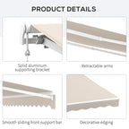 16' x 10' Electric Retractable Awning with Remote & Crank Handle, Cream White