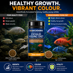 Aquacadabra Cichlid Young Diet Fish Food Sinking Granules 55% Protein 120g 480g