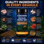 Aquacadabra Cichlid Young Diet Fish Food Sinking Granules 55% Protein 120g 480g
