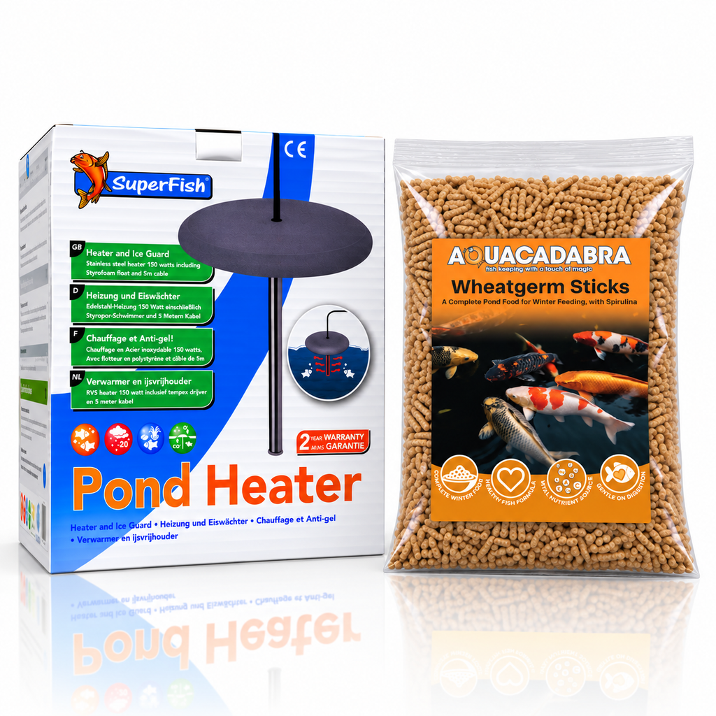 Aquacadabra Wheatgerm Sticks + SuperFish Pond Heater Winter Bundle